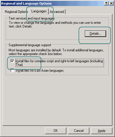 Regional Options Dialog Box in Windows XP