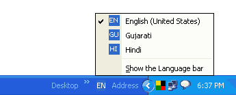 Language Bar in System Tray in Windows XP